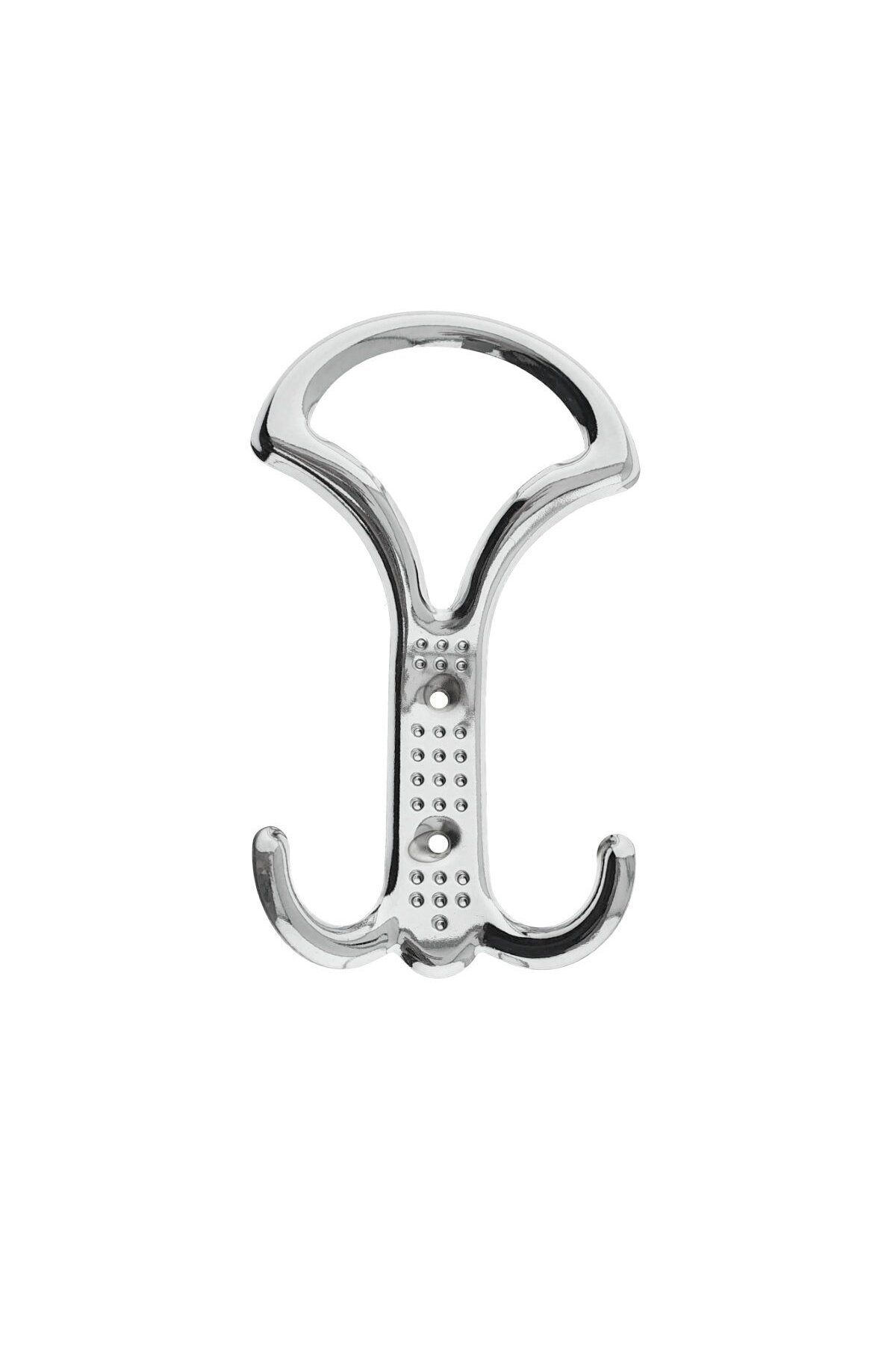 OEM-Metal hanger for furniture or wall, 3 hooks, MOB-65957, 2 mounting holes, 160 x 90 x 30 mm, chrome 1