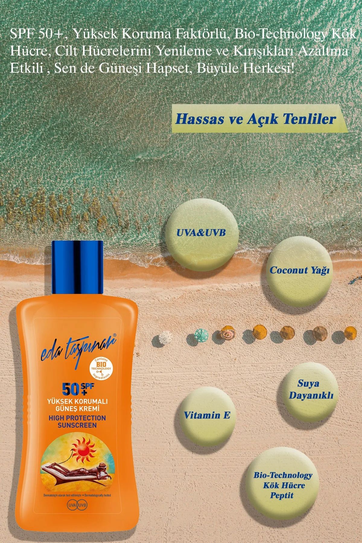 کرم ضد آفتاب صورت محافظت شده بالا SPF50+ 200 میل شیر بدن اسطوخودوس 400ML Eda Taşpınar