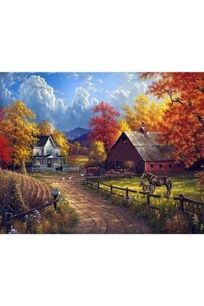 Sonbahar'da At Çiftliği Elmas Mozaik Tablo 65x50cm M20171621