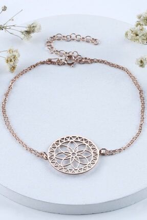 Kadın Rose Lotus Yaşam Çiçeği Gümüş Bileklik SYR509