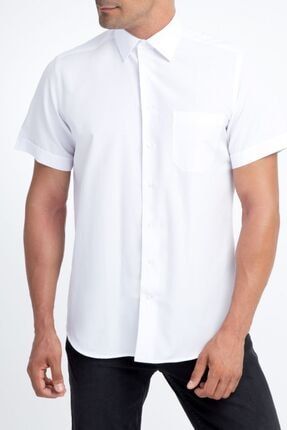 Erkek Beyaz Kısa Kol Klasik Gömlek 534523