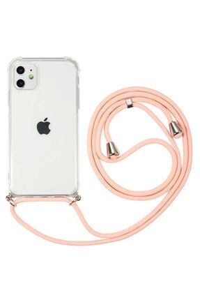 Apple Iphone 11 Kılıf Ipli Boyun Askılı Köşe Korumalı Şeffaf Kapak ipli11