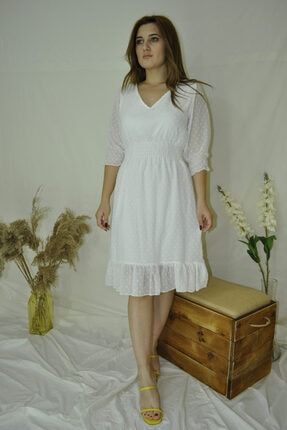 Kadın Beyaz Şifon Dokulu Elbise Gd1041