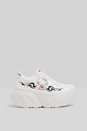 Kadın Beyaz Hello Kitty Baskılı Platform Spor Ayakkabı 11504660