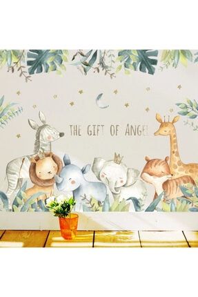 Bebek Ve Çocuk Odası Dekorasyonu Sulu Boya Sevimli Hayvanlar Duvar Çıkartması Sticker K-367