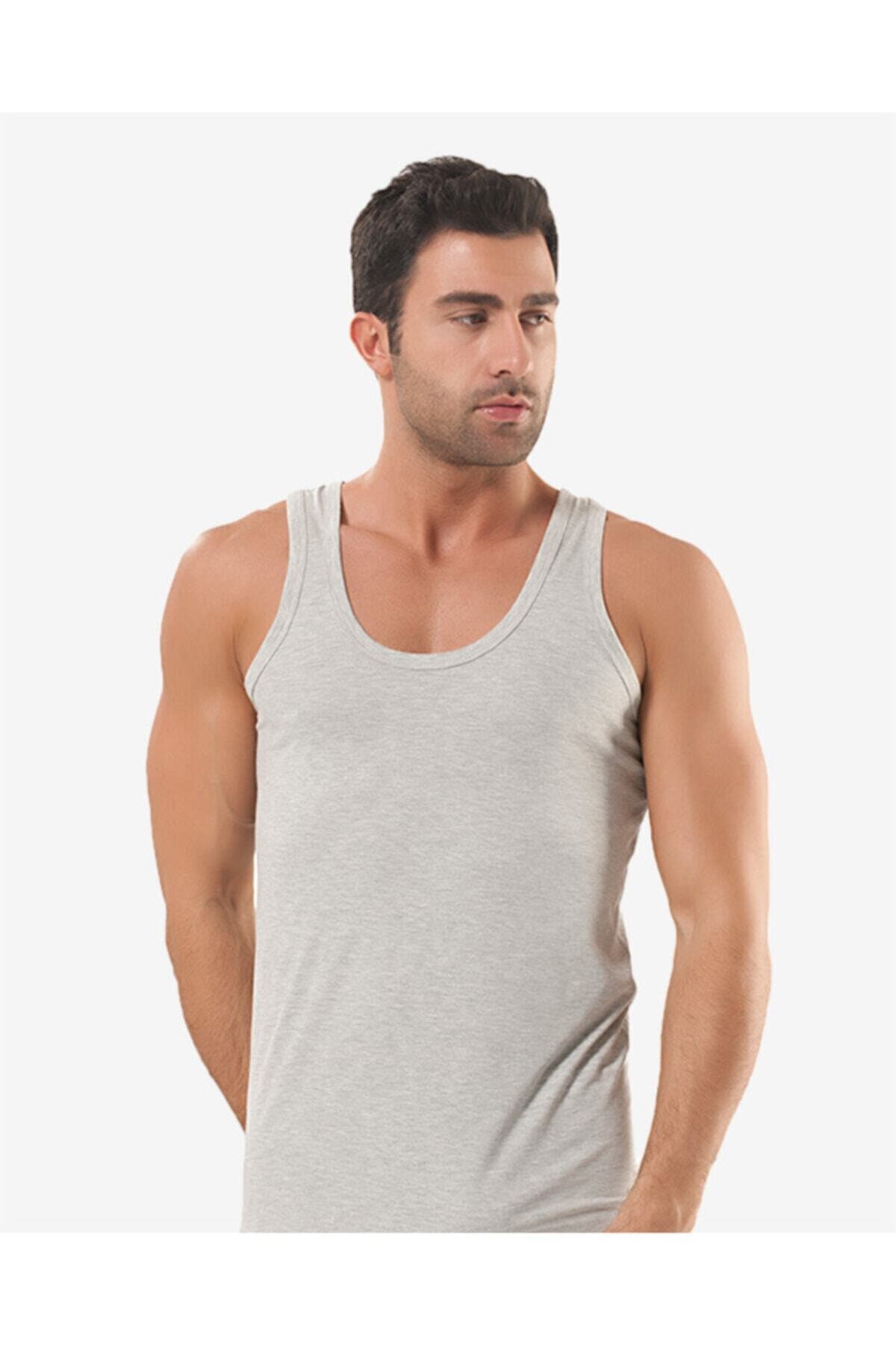 3-Piece Öztaş Gray Melange Single Jersey Singlet