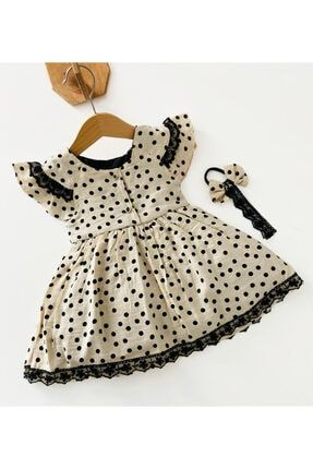 Kız Bebek Güpür Detaylı Puantiyeli Elbise Ve Toka - Sarah 1005670