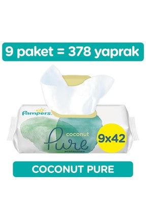 Islak Havlu Mendil Aqua Pure Coconat 9'lu 378 Yaprak Fırsat Paketi 0912