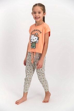 Lisanslı Kız Çocuk Somon Renk Pijama Takımı 53464367jb