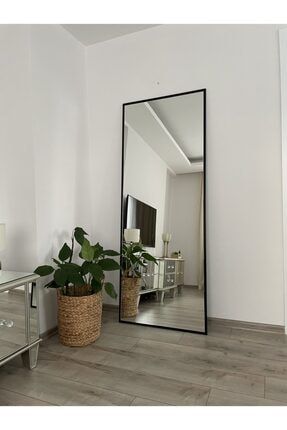 Siyah Metal Çerçeveli Lüx Boy Aynası 180x70 Cm SİYAHKARE180X70CM