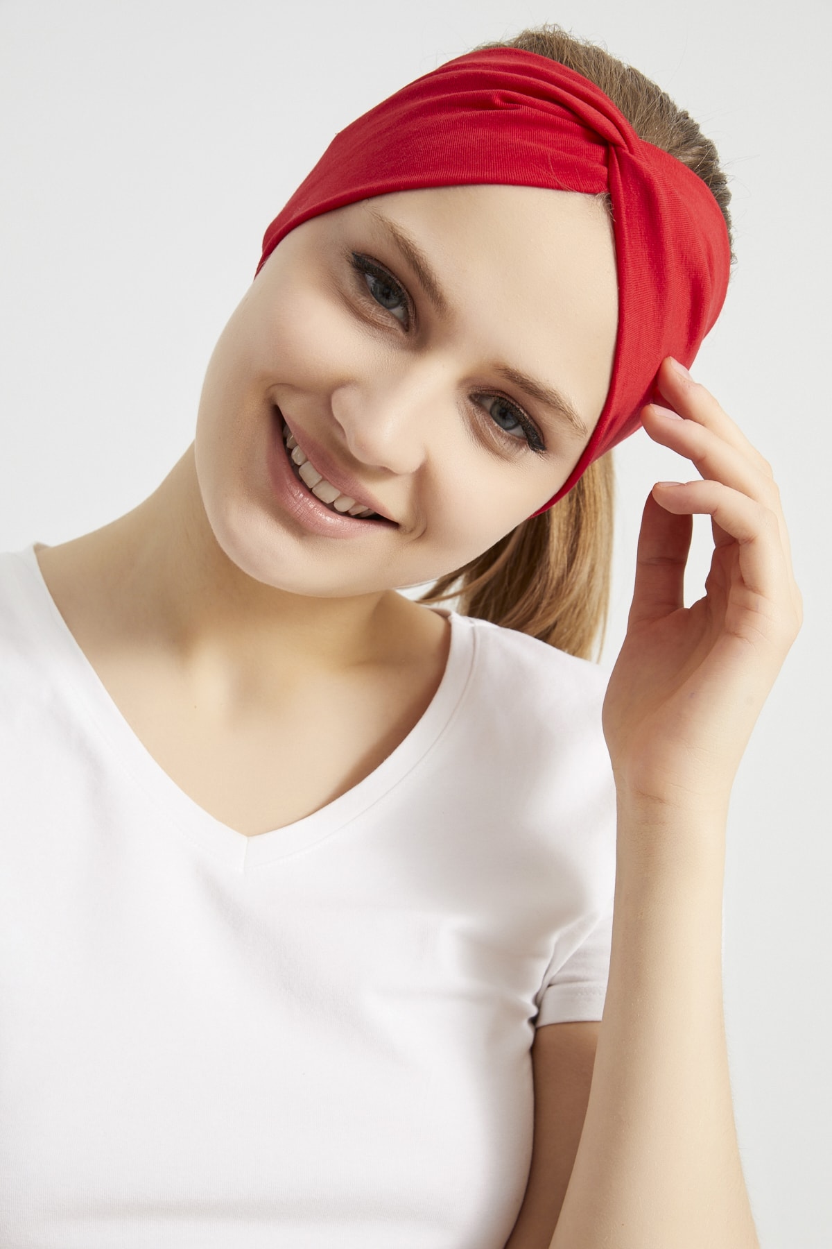 Butikgiz Kırmızı, Butik Tasarım Kadın Bandana Saç Bandı, Ekstra Yumuşak, Esnek, Doğal, Pamuklu Penye