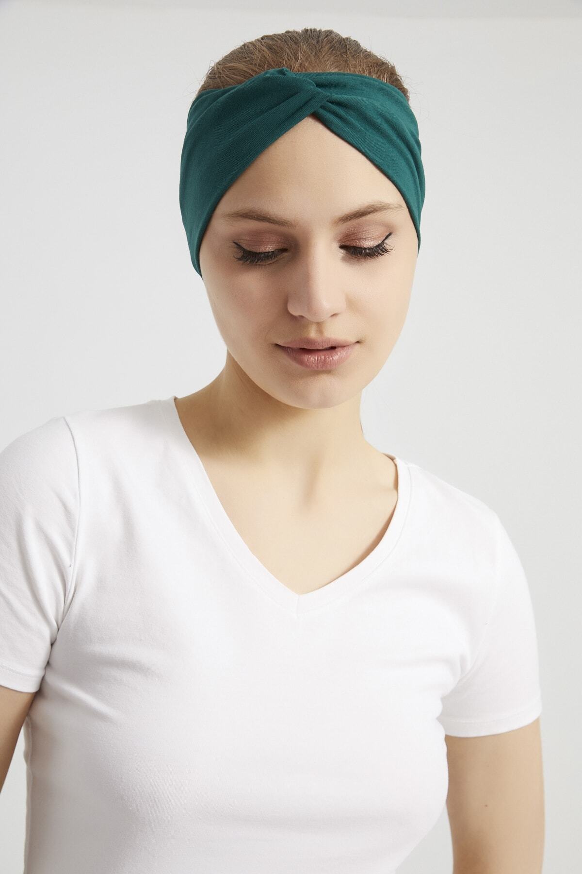Hürrem Yeşili, Butik Tasarım Kadın Bandana Saç Bandı, Ekstra Yumuşak, Esnek, Doğal, Pamuklu Penye 5