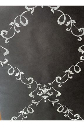 Cristiana Masi Siyah Zemin Üzeri Gri Desenli Italyan Duvar Kağıdı 6909 (5m²)