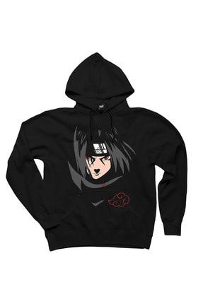 Naruto Uchiha Itachi Siyah Kapşonlu Oversize Içi Polarsız Sweatshirt / Hoodie ZH3608