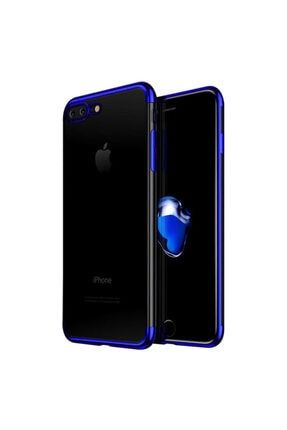 Iphone 7 Plus 8 Plus Uyumlu Kılıf 4 Köşe Kaplama Şeffaf Silikon Mavi klfdortkose.ip7plus