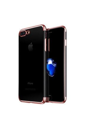 Iphone 7 Plus 8 Plus Uyumlu Kılıf 4 Köşe Kaplama Şeffaf Silikon Rose Gold klfdortkose.ip7plus