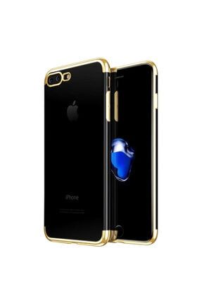 Iphone 7 Plus 8 Plus Uyumlu Kılıf 4 Köşe Kaplama Şeffaf Silikon Gold klfdortkose.ip7plus