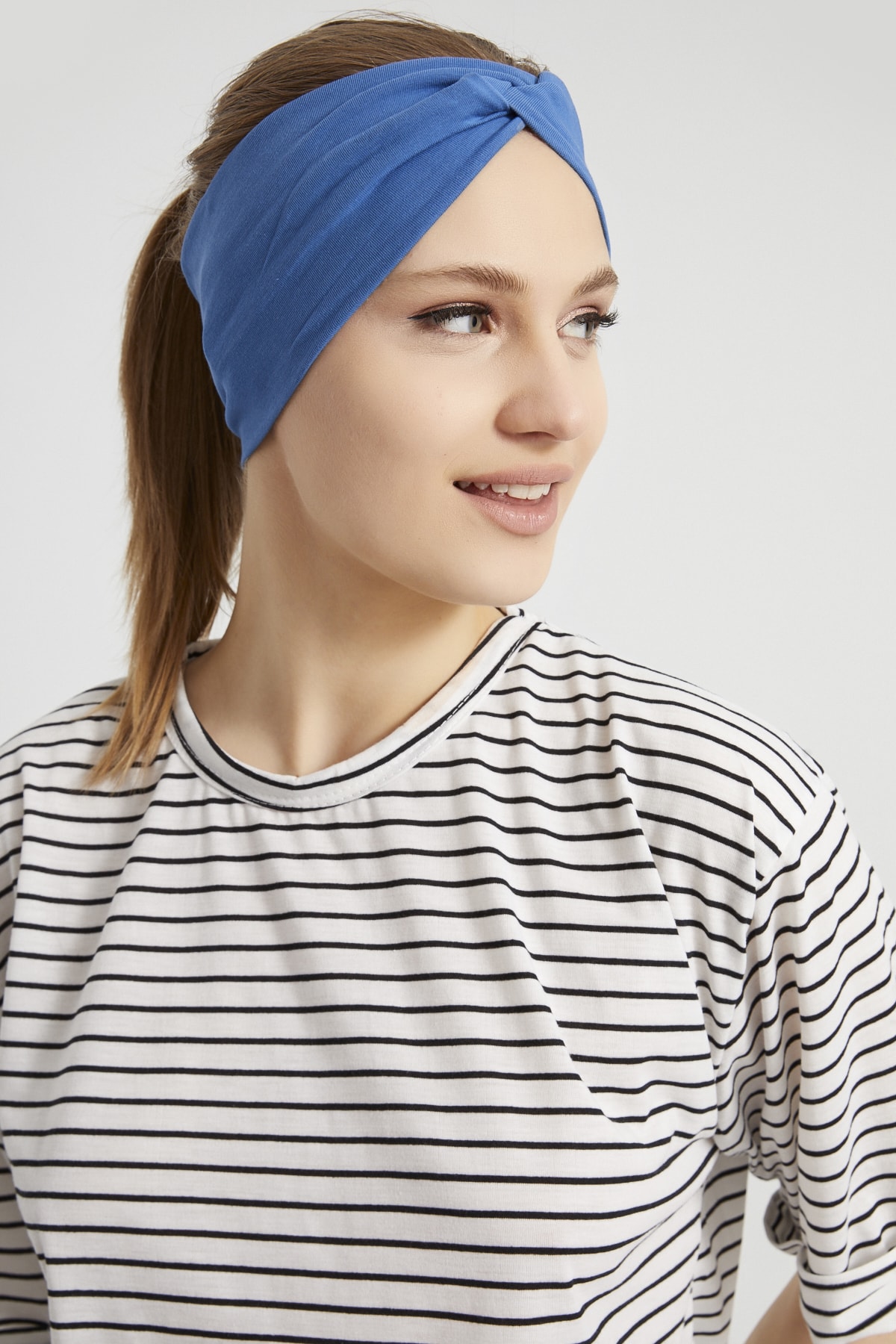 Derin Mavi, Butik Tasarım Kadın Bandana Saç Bandı, Ekstra Yumuşak, Esnek, Doğal, Pamuklu Penye 5