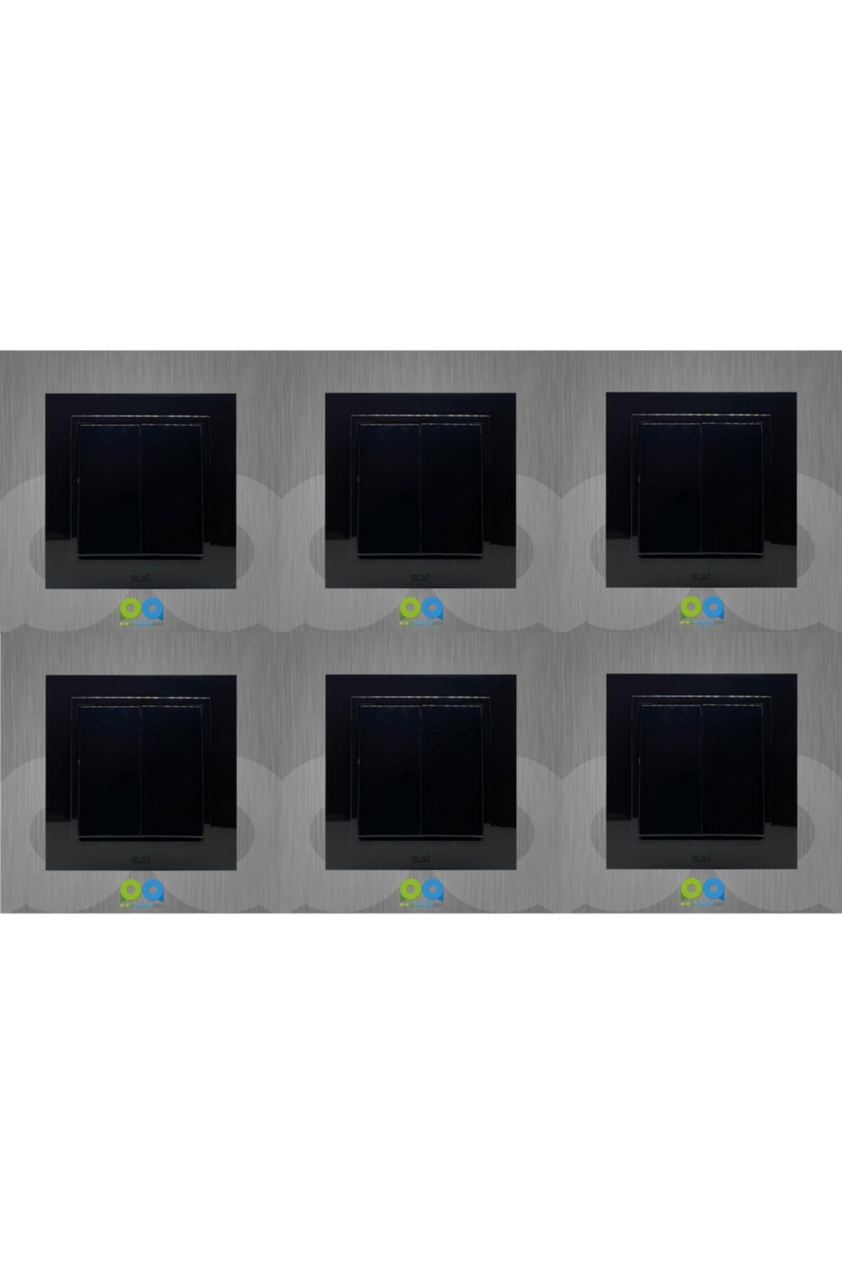 ELBİ-Zena Commutator Double Switch with Frame Black 6 Pieces 1