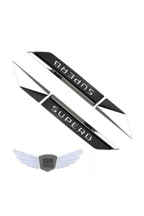 Skoda Superb 4'lü Çamurluk Logosu Paslanmaz Çelik Krom Metal Arma 0173