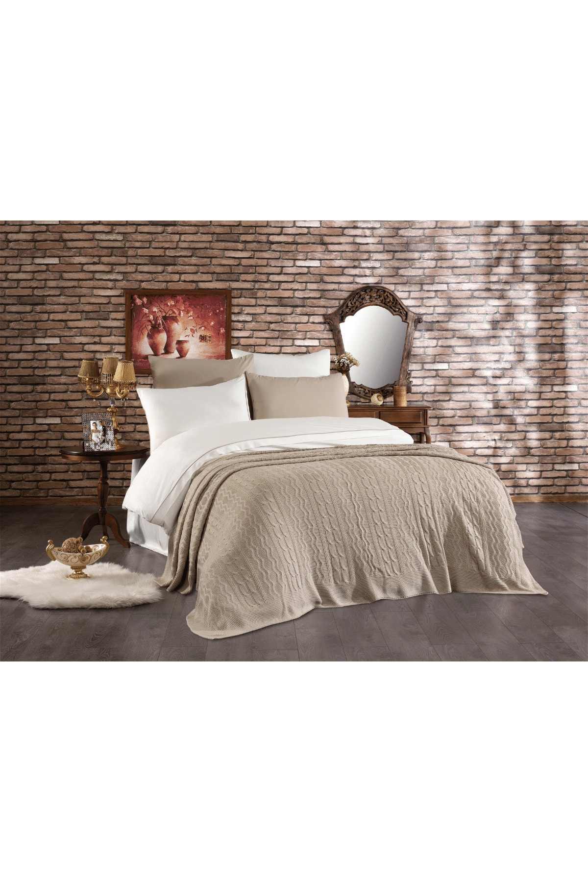 سرویس خواب  بژ Luvana Home | LVNHMNEV1CFERİS اورجینال - تصویر 3