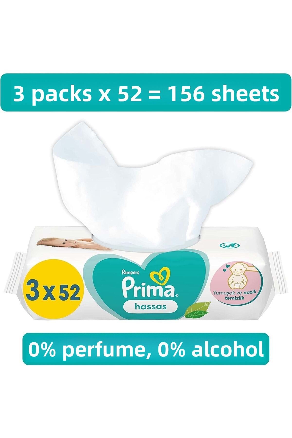 Prima-Plant Based Unscented Wet Towel Wipes for Sensitive Skin - Set of 27 (9Pk*3) 1404 Sheets 4