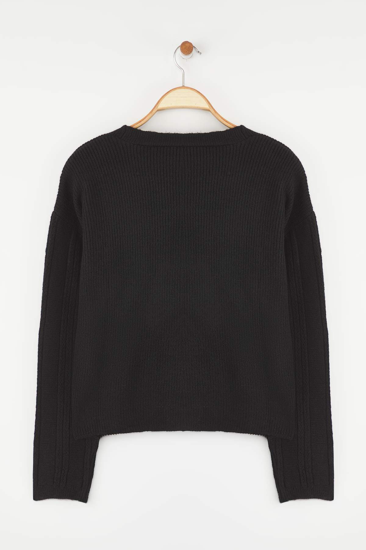 Trendyolmilla  Siyah Yumuşak Dokulu Kol İşleme Detaylı Triko Hırka TWOAW26HI00120 - Görsel 6