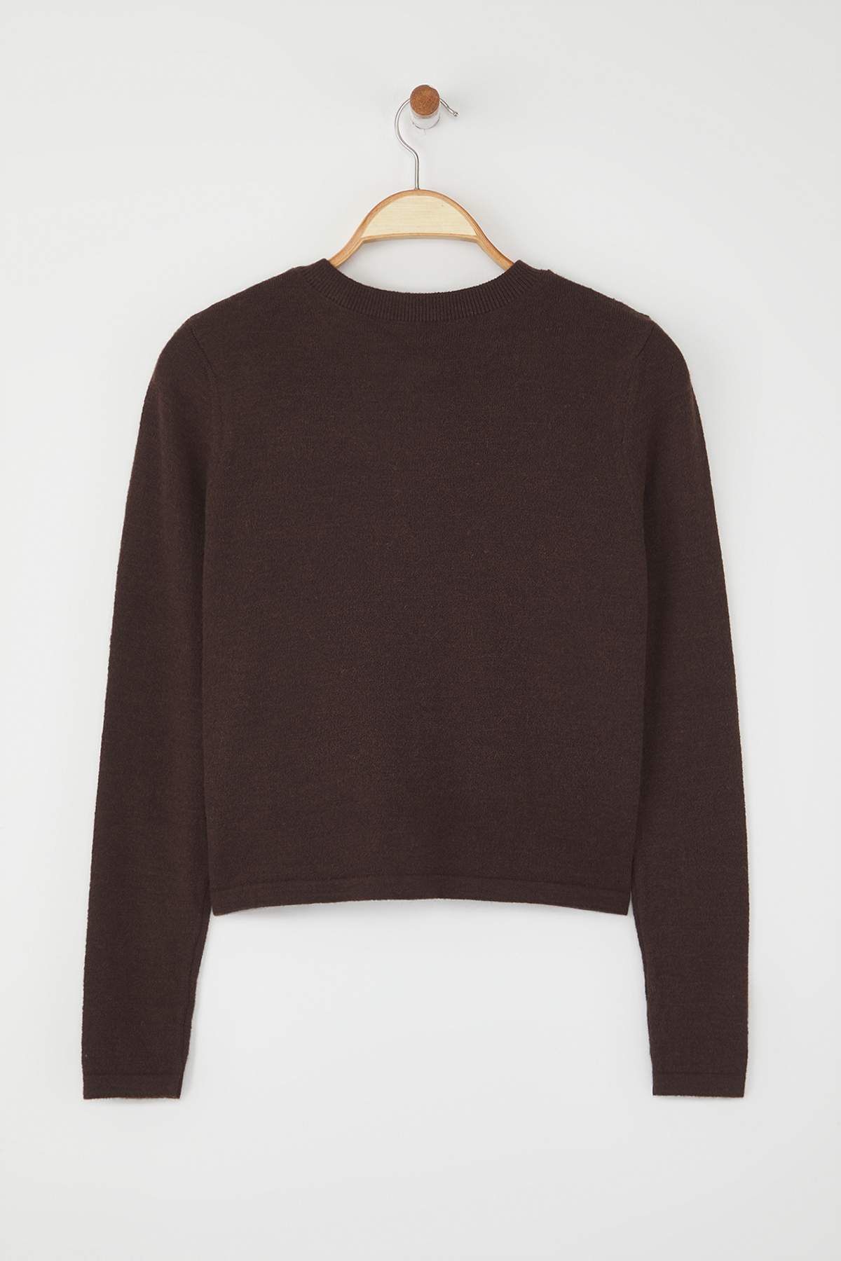 Trendyolmilla  Kahverengi Yünlü Ceket Görünümlü Triko Hırka TWOAW25HI00049 - Görsel 7