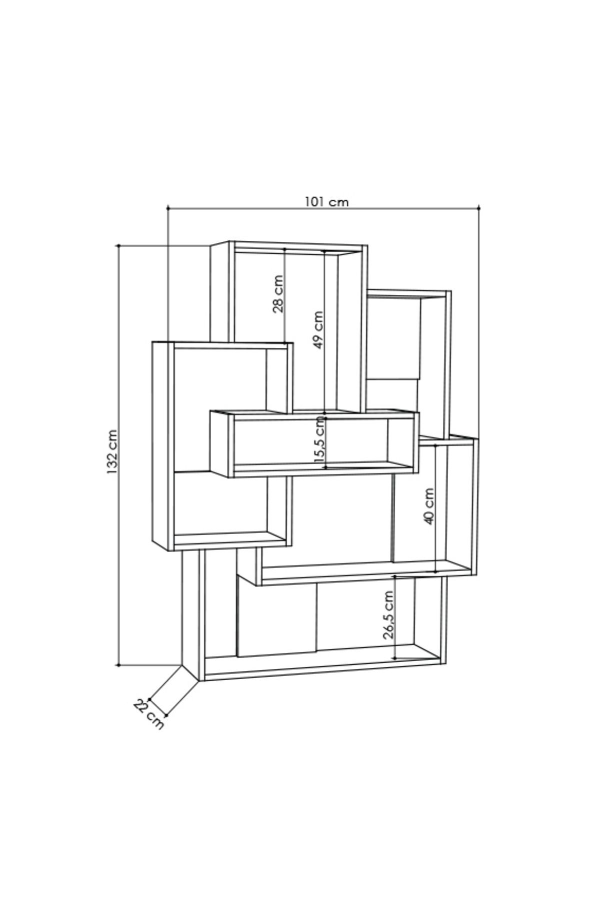 Mourah Home-وحدة عرض مكتبة Barce الحديثة بلون البلوط الرمادي 3