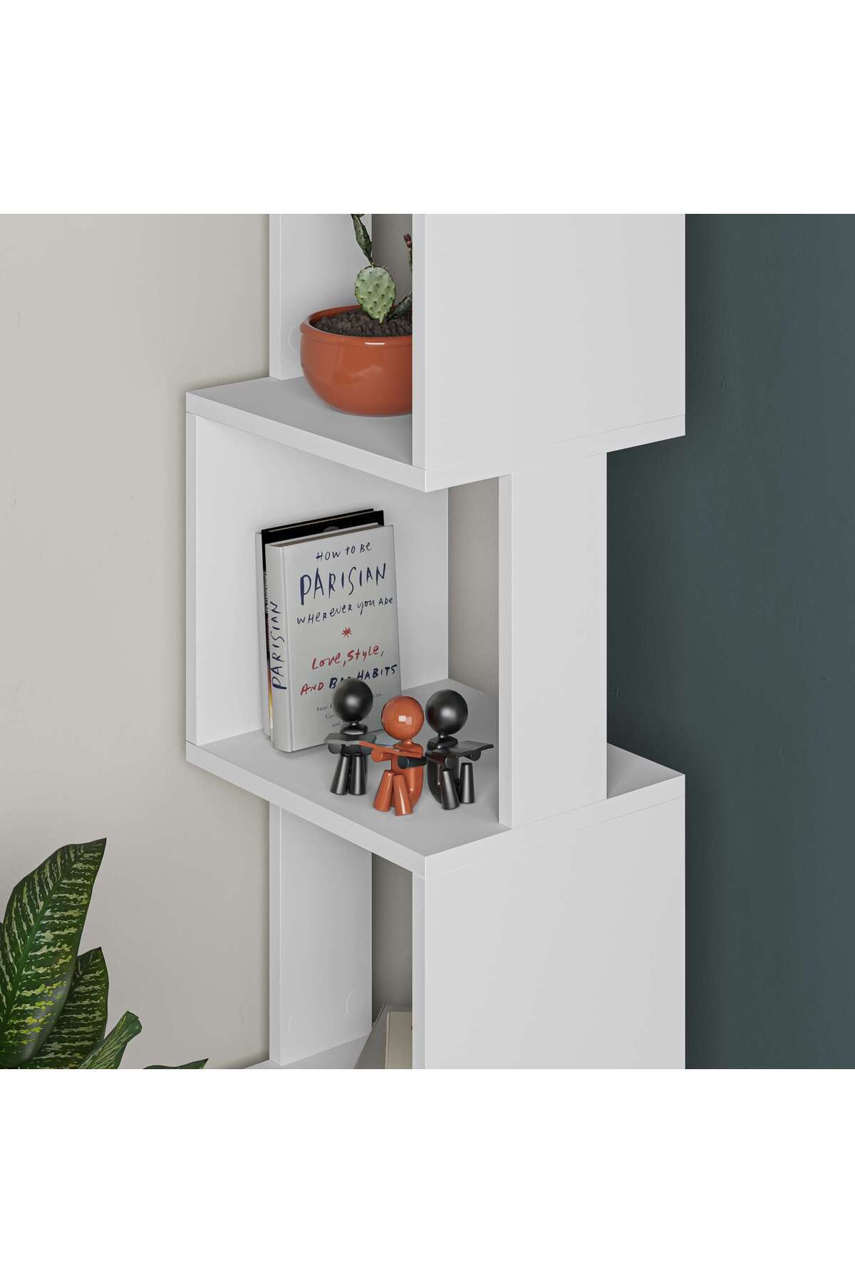 Mourah Home-Piri Modern Bookcase Display Unit White 3