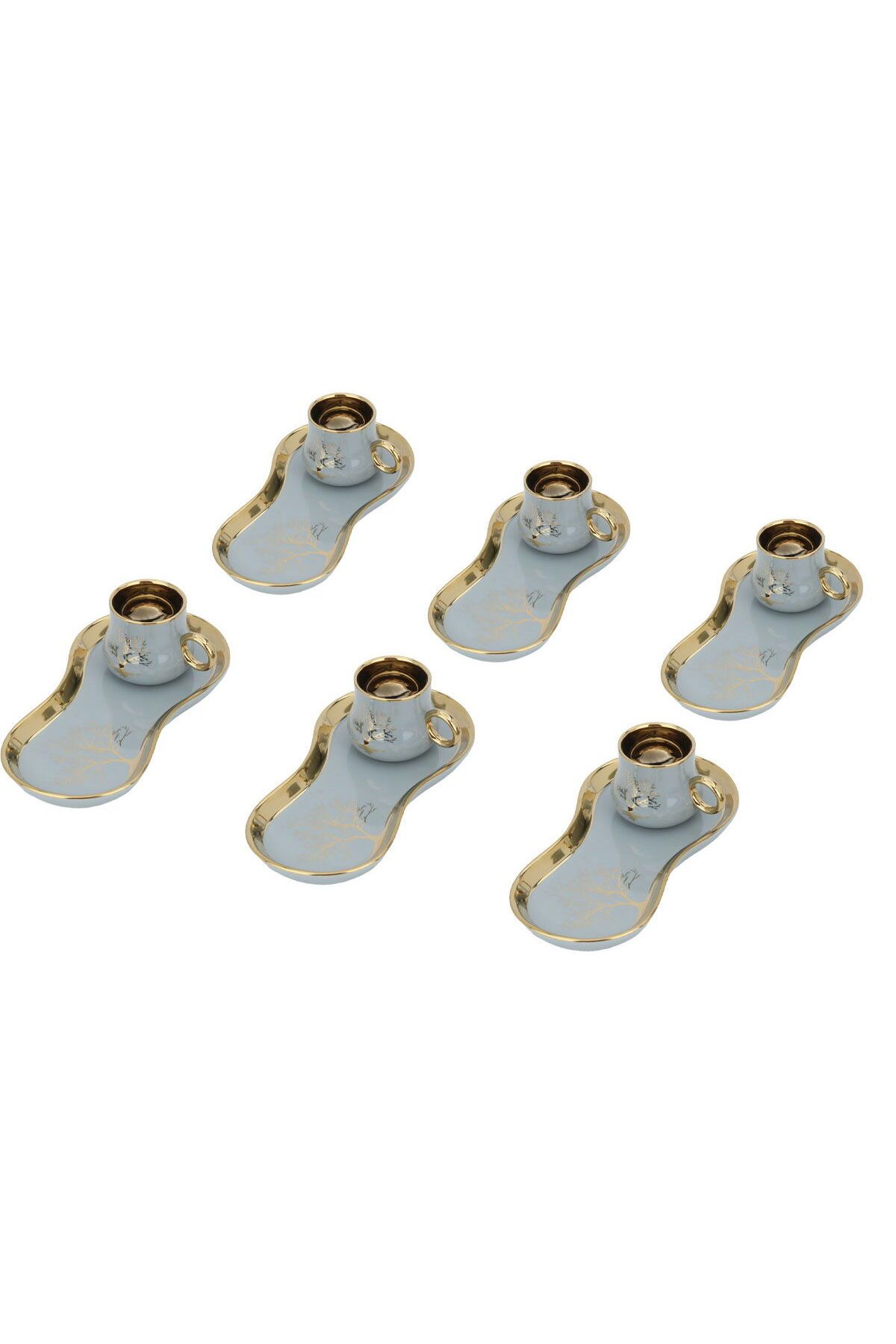 Alsaif Gallery-A set of white and gold coffee cups with a tree pattern, 12 pieces 1