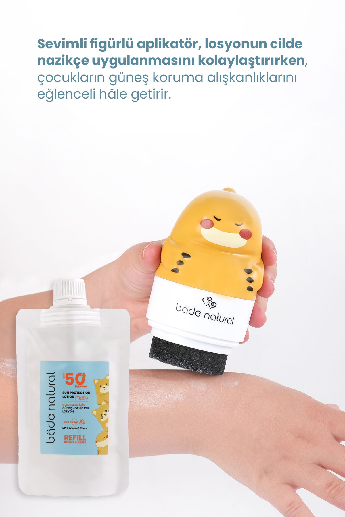 Bade Natural Çocuk Güneş Koruyucu Losyon 50+ SPF %100 Doğal Refill Paket + Dinozor Figürlü Aplikatör Set fotoğrafı 5 (önizleme)