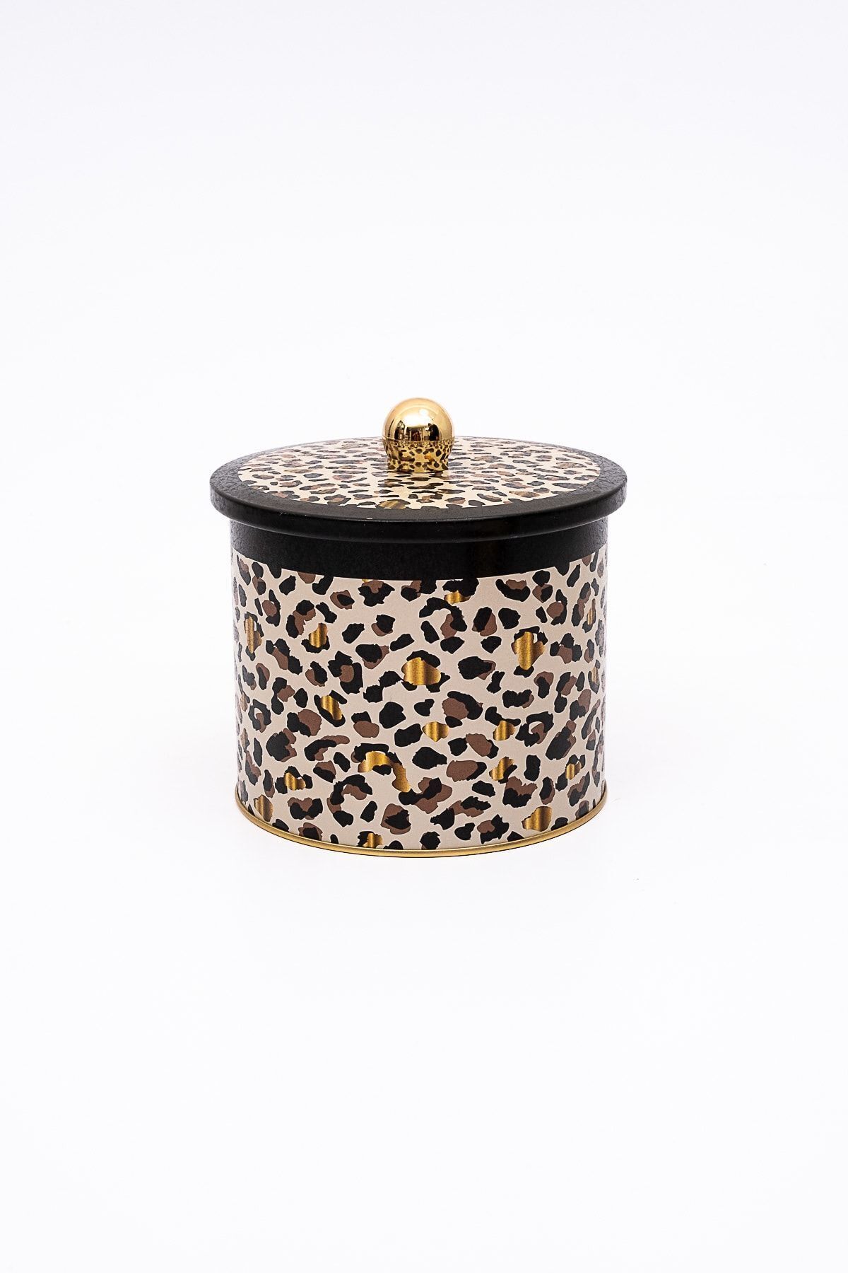 EVLE-Leo Patterned Round Metal Storage Container, Storage Storage Container 14 X 12.5 Cm, 1.7 Liter Er142-V4 4