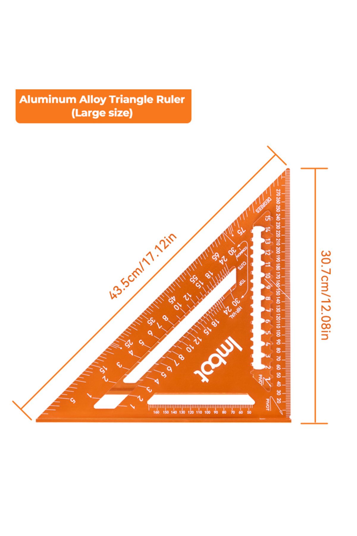 Choice-Large Imbot Aluminum Alloy Double Scale Triangle Ruler Angle Ruler Carpenter Triangle Square Rafter 1