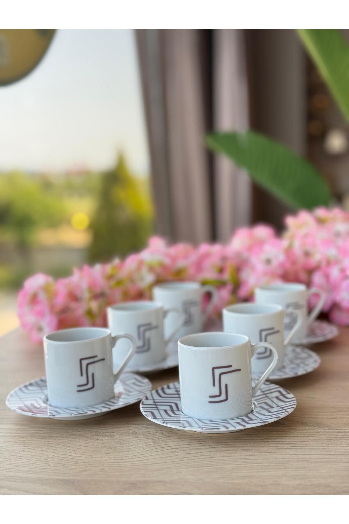 Porland Tamina Desen1 6 Kişilik 12 Parça Kahve Fincan Takımı 90cc