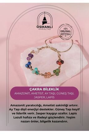 OSMANLI DOĞAL TAŞ Çakra Bileklik Bl-1294 Amazonit, Ametist, Ay Taşı, Güneş Ta...