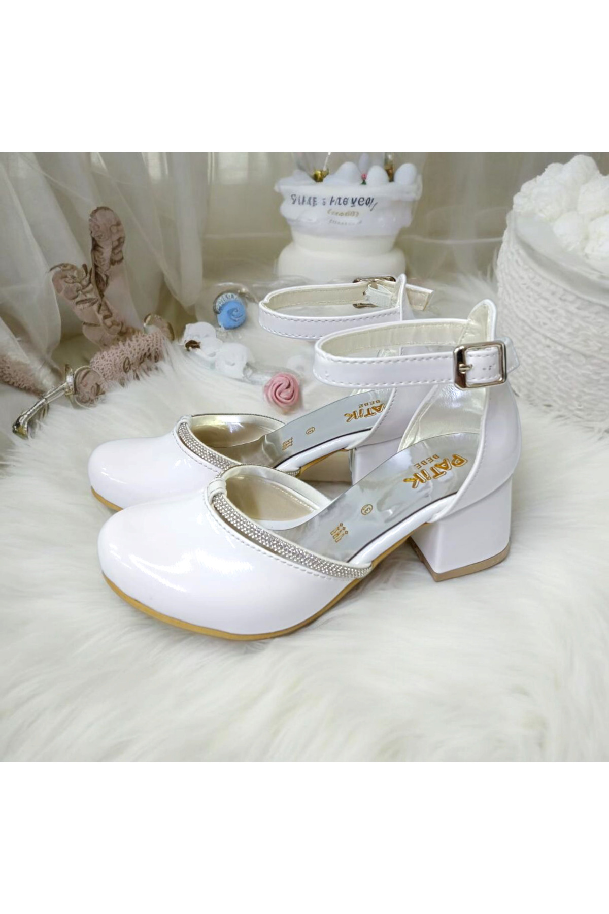PATİK BEBE KIZ ÇOCUK BEYAZ RUGAN RENK ŞIK ABİYE AYAKKABI fotoğrafı 4 (önizleme)
