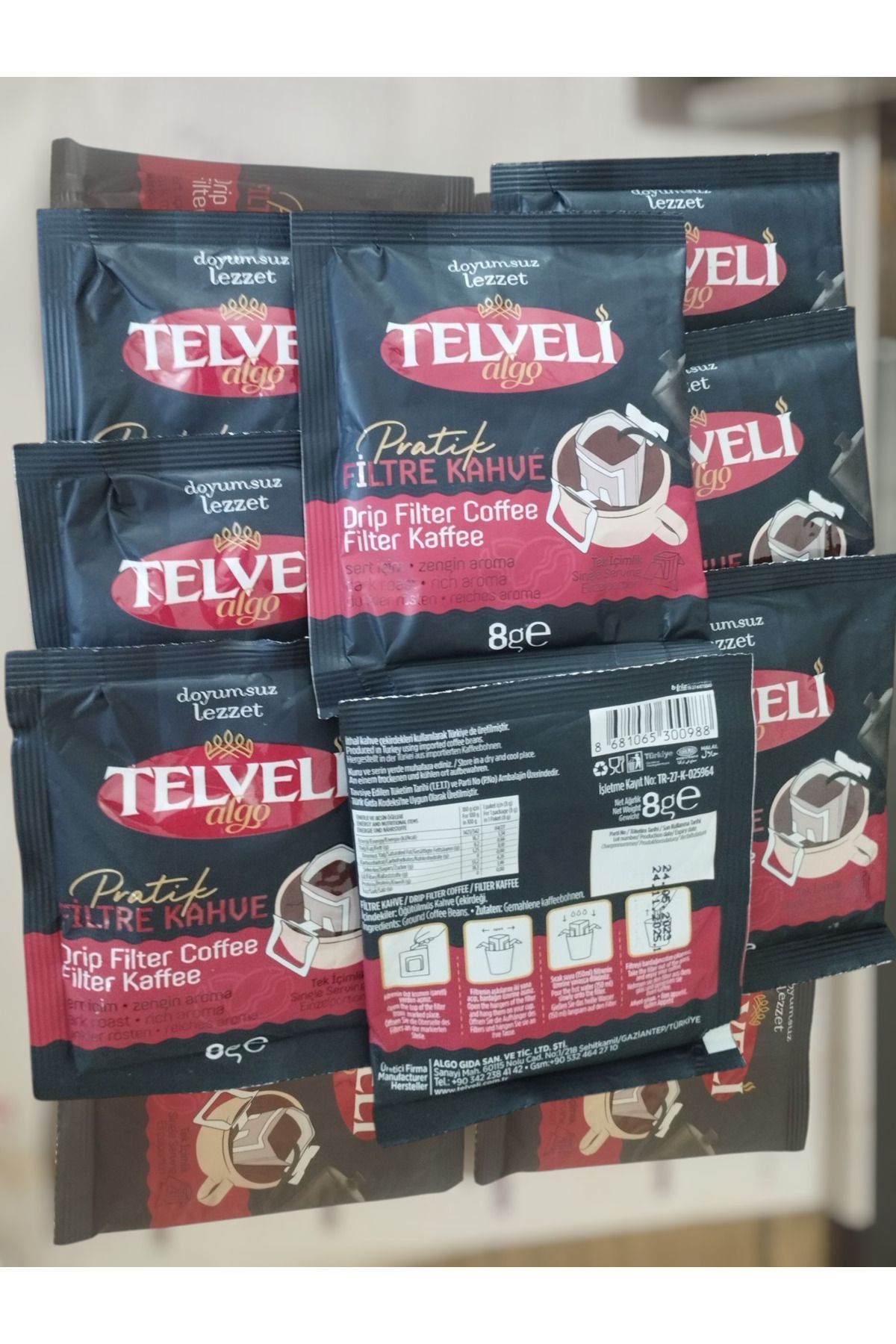 Teymur Telveli PRATİK FİLTRE KAHVE 8 gr 6 pk SERT İÇİM KENDİNDEN FİLTRELİ