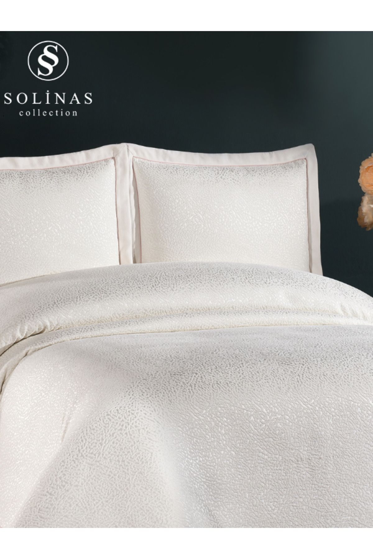 Solinas Collection Bellamira Krem Kenarı Biyeli Çift Kişilik Yatak Örtüsü