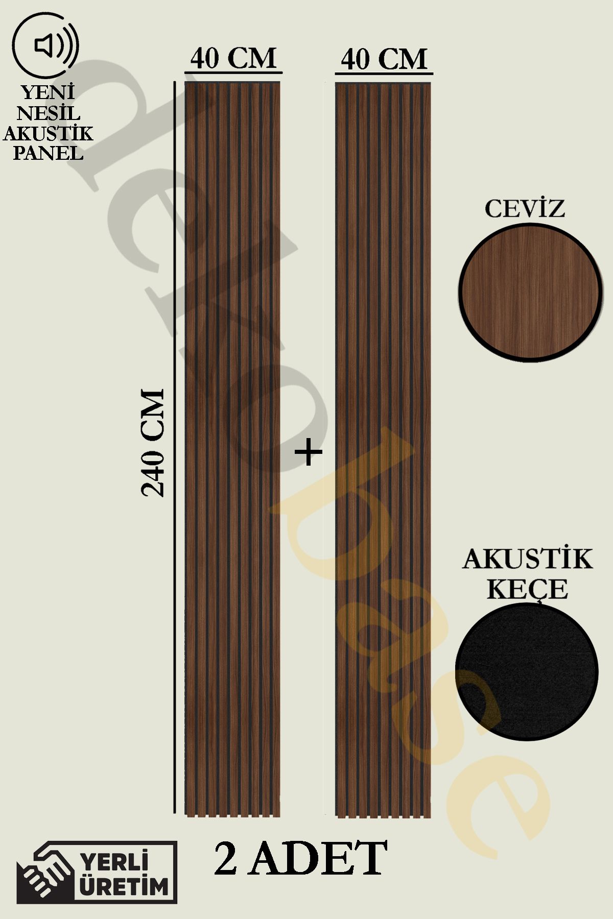 dekobase Ceviz (2 ADET) 40x240cm Yeni Nesil Akustik Ahşap Duvar Paneli