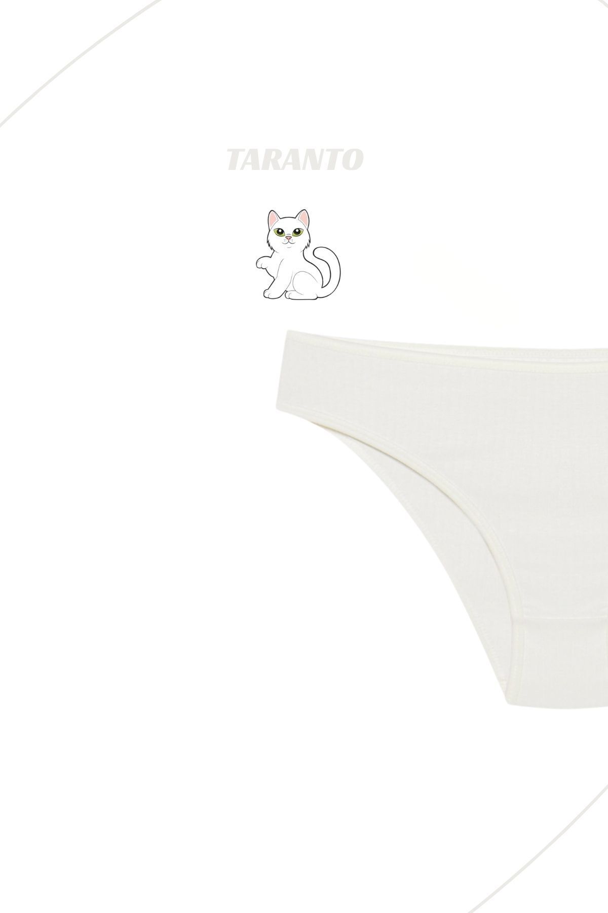 MİSTİRİK-Taranto Model High Waist Ribbed Flexible Cotton Slip Panties White Color 2
