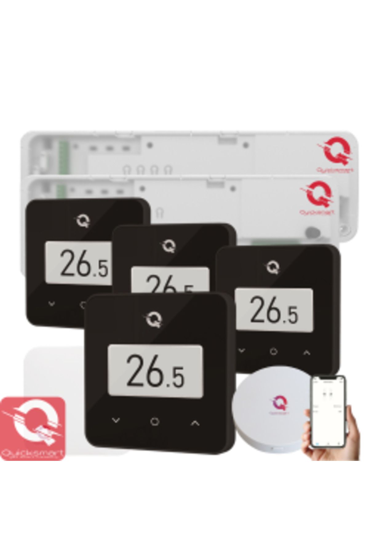 Quicksmart-Kit Automatizare Pardoseala Wireless Q20, Controller 2x 8 zone, 4x termostat Q30, Gateway Hub, Contr 1