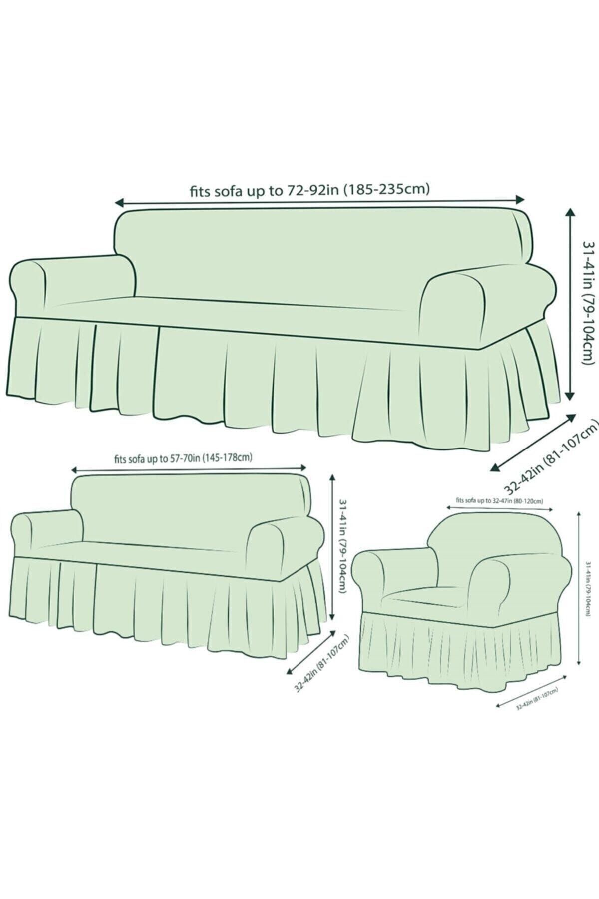 ARTUÇ-Set canapea și canapea învelită din bumbac - cu fustă elastică, standard 3+3+1+1 5