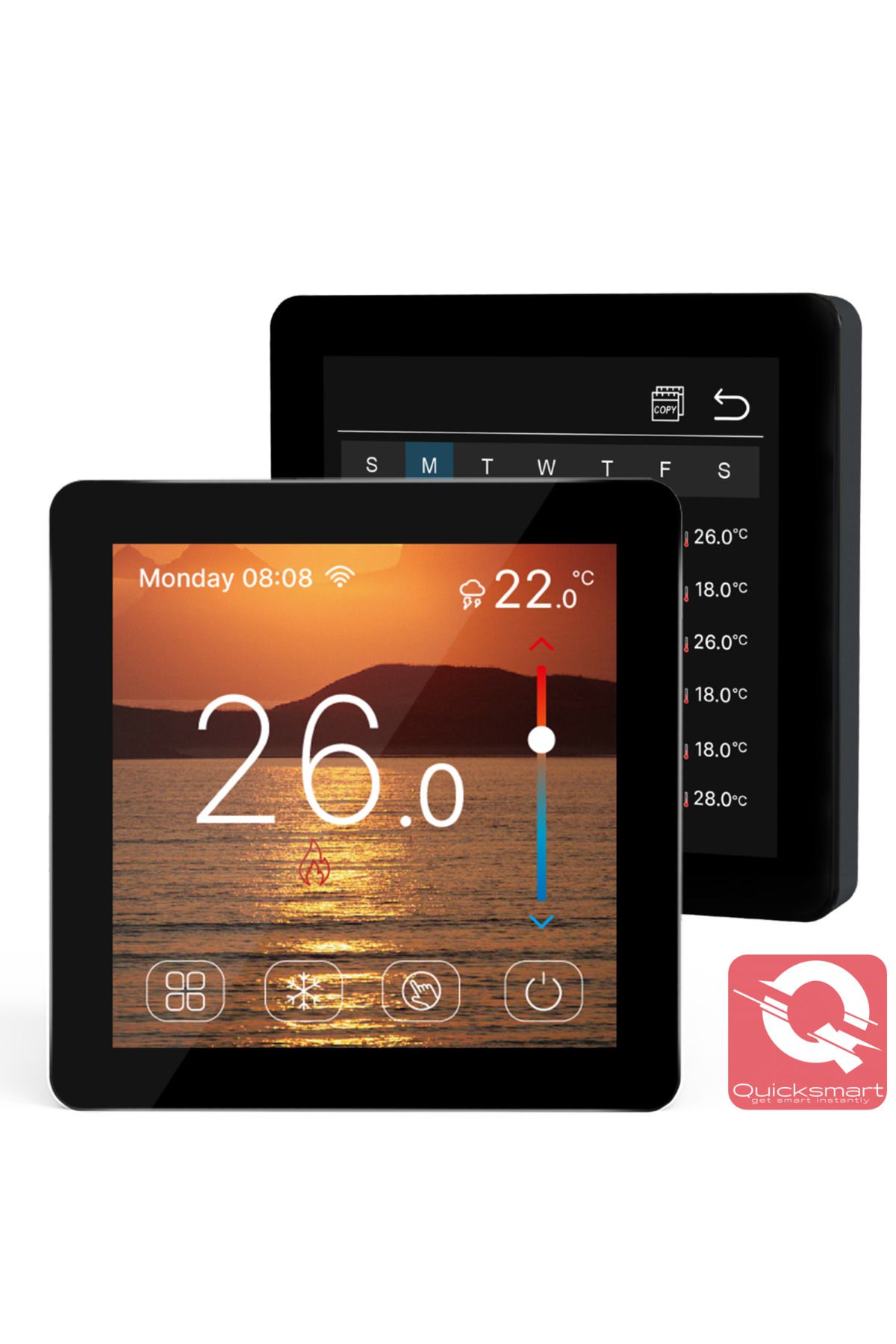 Quicksmart-Kit Automatizare Incalzire Pardoseala Q10, Controller pardoseala 8 zone, 4x Termostat cu fir Q50, In 3