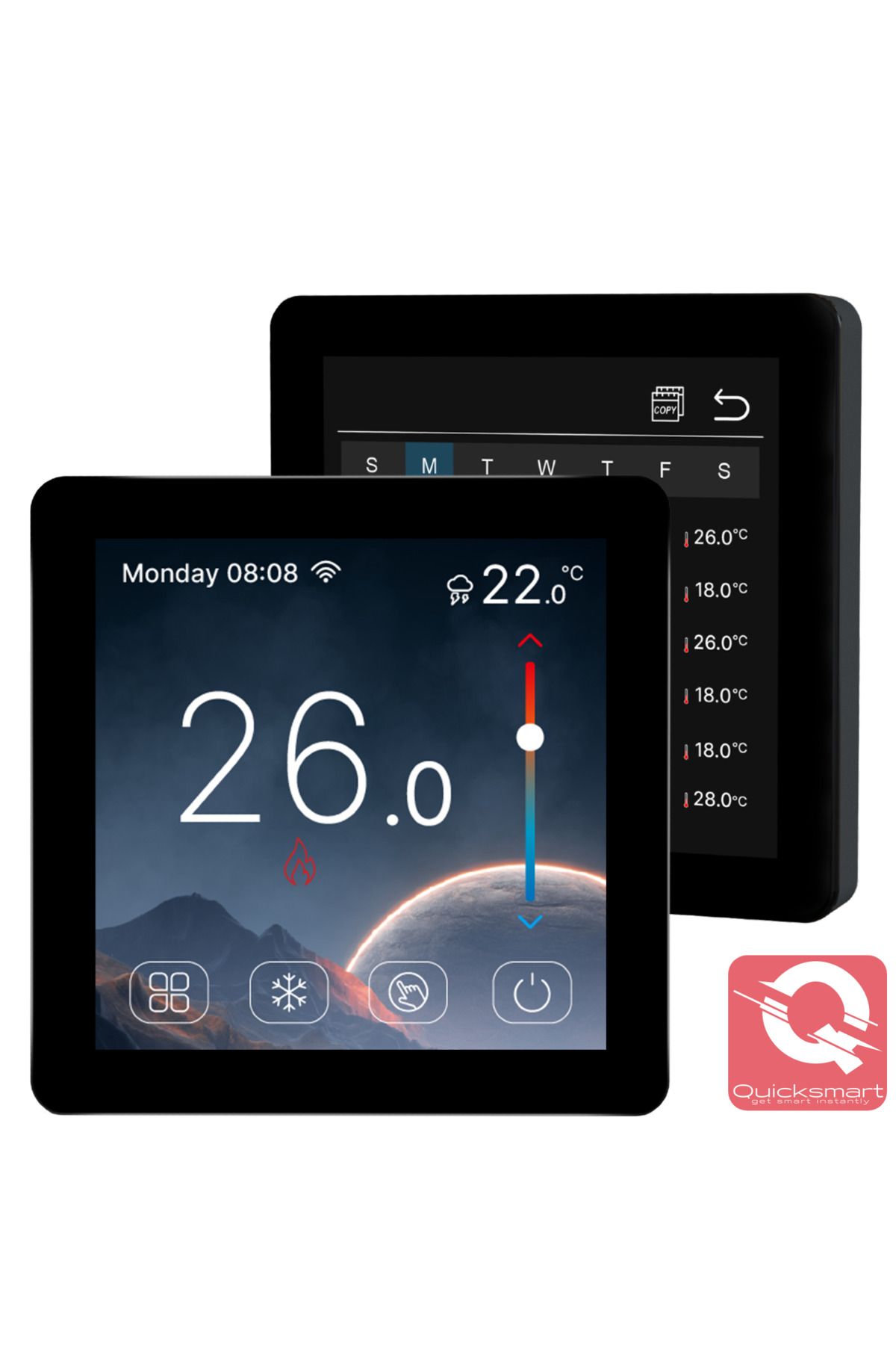 Quicksmart-Kit Automatizare Incalzire Pardoseala Q10, Controller pardoseala 8 zone, 4x Termostat cu fir Q50, In 2