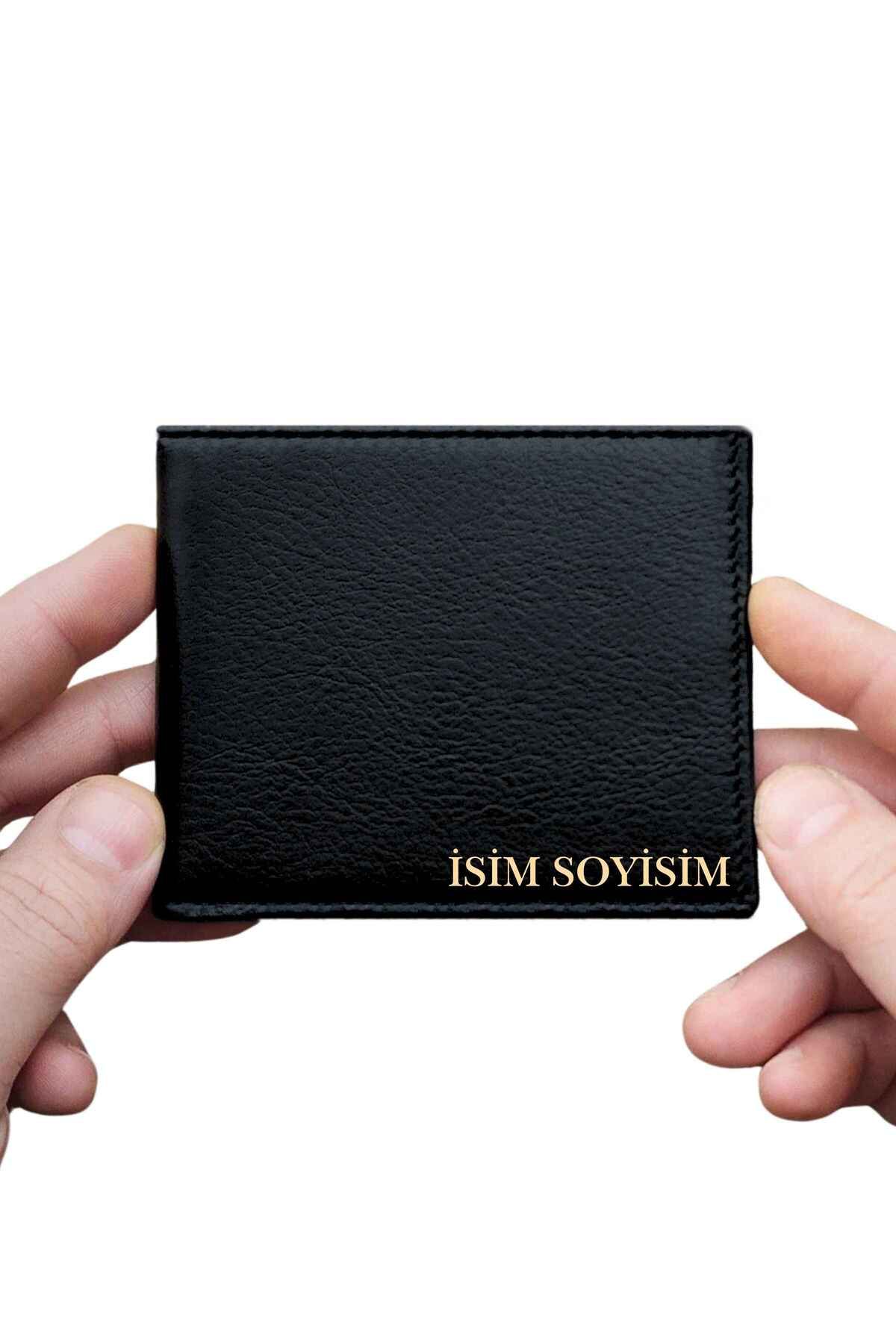 VANİLLA COLLECTİON Siyah Hakiki Deri Cüzdan Kişiye Özel İsim Baskılı 12 Kartlık Ve Çift Para Bölmeli İnce Model