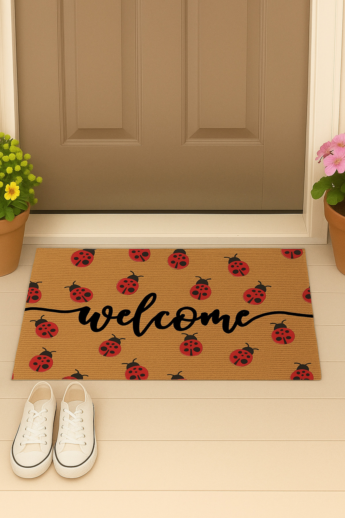 Mind Ladybug Welcome Design Door Mat - Stylish, Durable and Non-Slip Exterior Door Mat