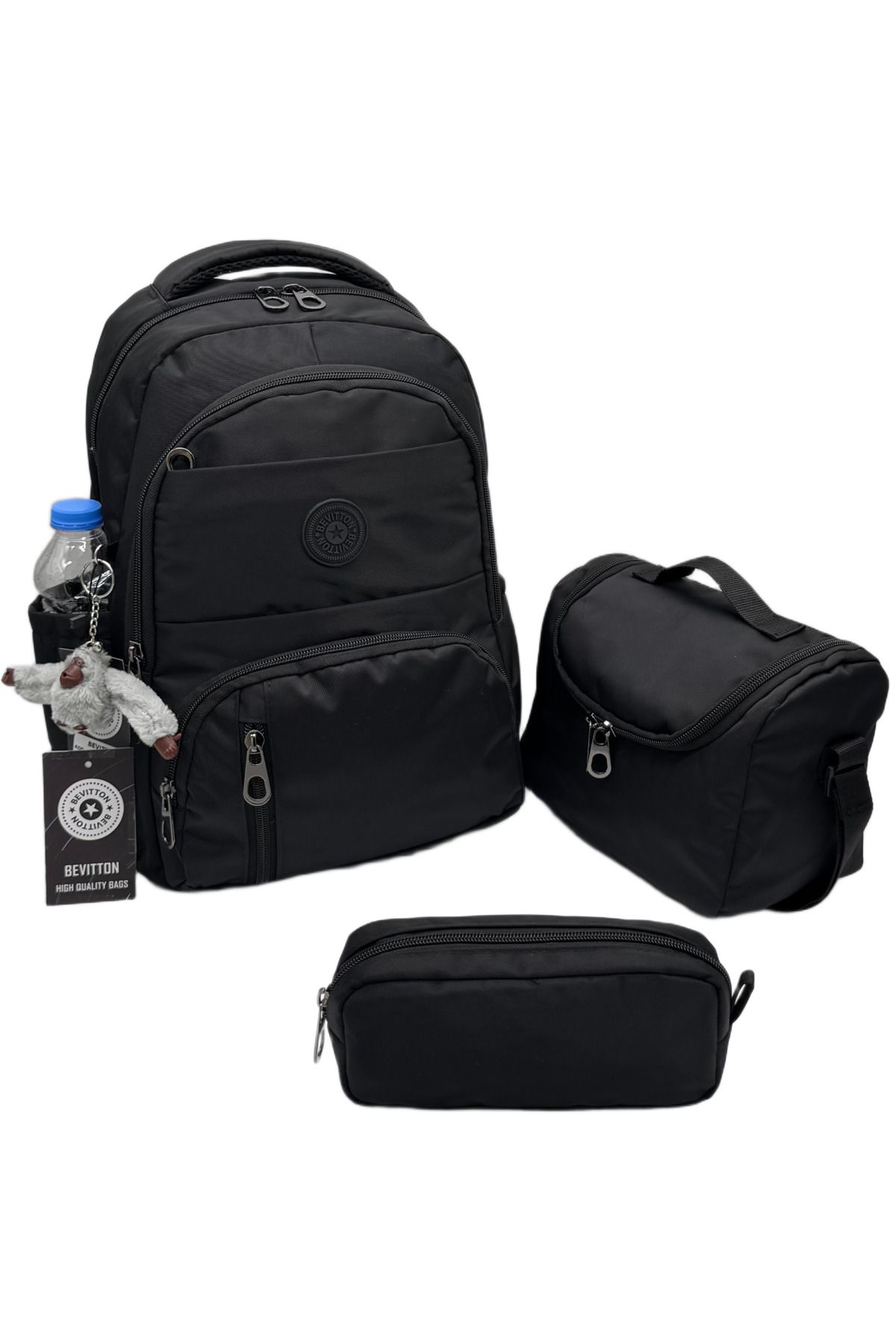 Bevitton First School Bag Set of 3 Unisex Children's Primary School Bag Bvt-8010 Black
