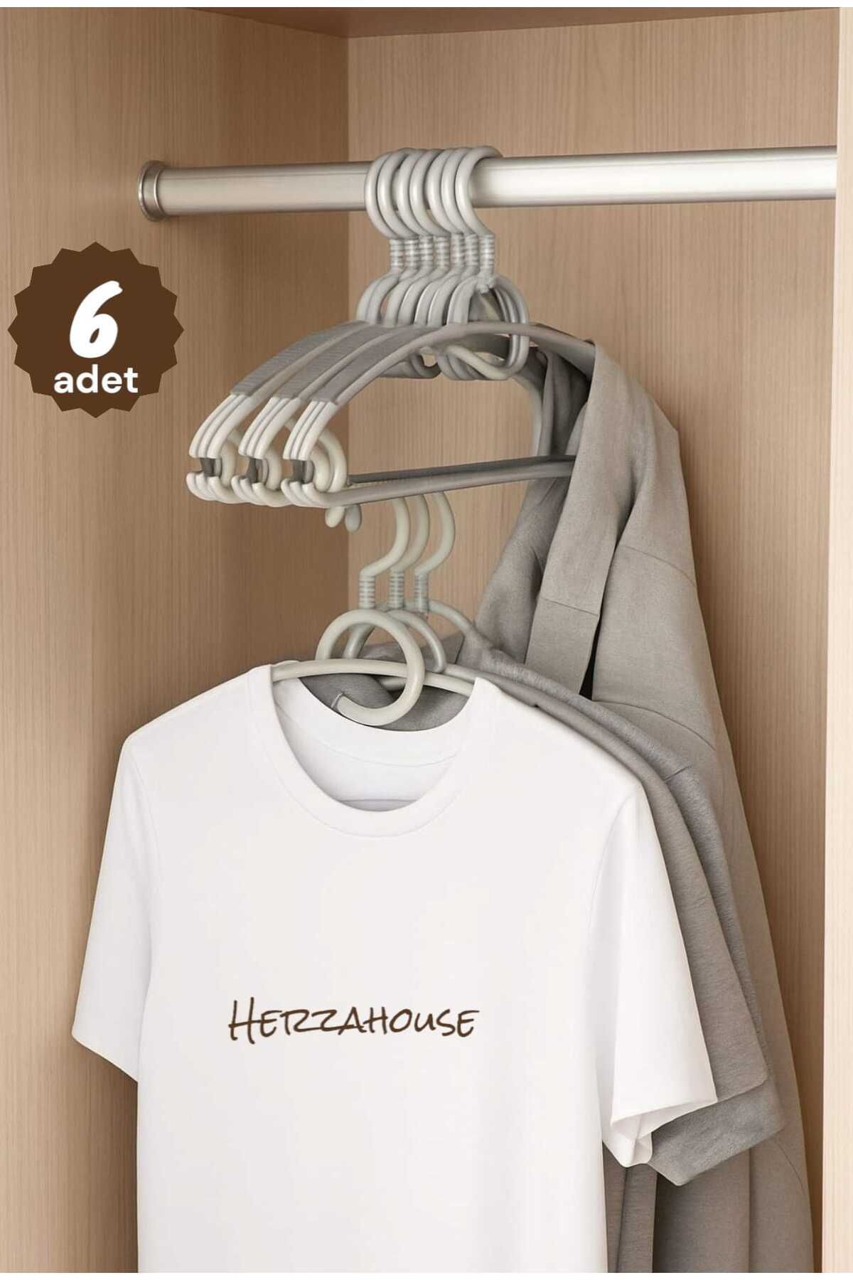 Herza House Silikon Kaplamalı Kaydırmaz Elbise Askısı 6 Adet