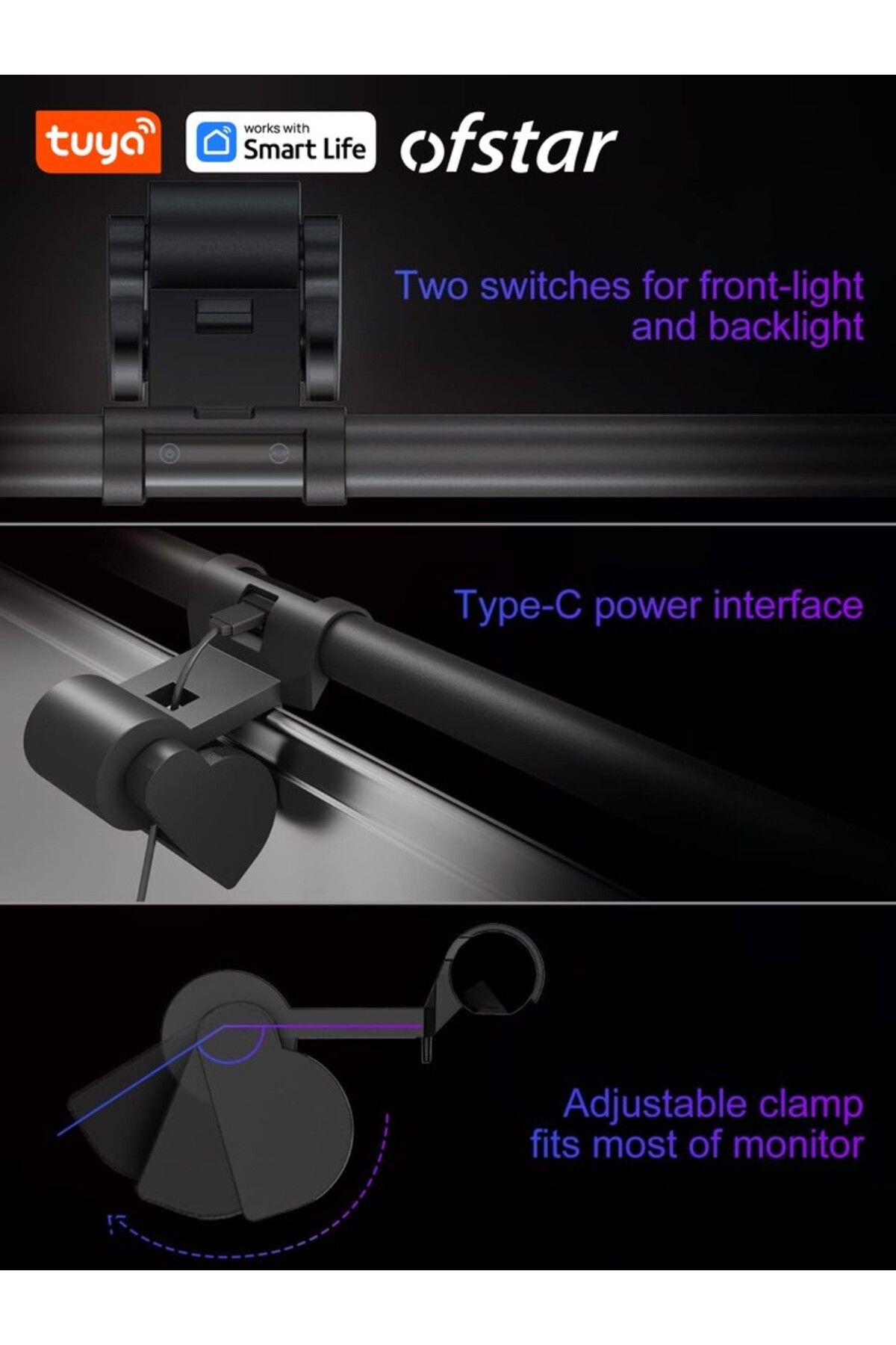 Choice-Tuya Smart Rgb Monitor Light Bar/desk Lamp: Led Dual Light Source, Tuya App,anti-glare Lamp, Touc... 6
